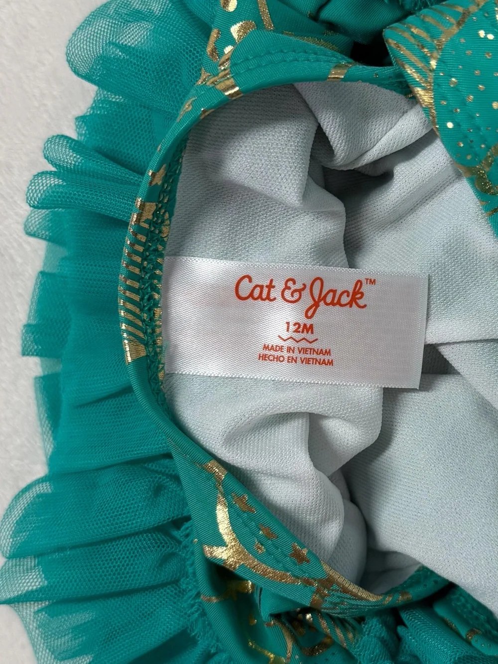 Cat & Jack Teal Mermaid Swimsuit with Gold Accent and Tutu